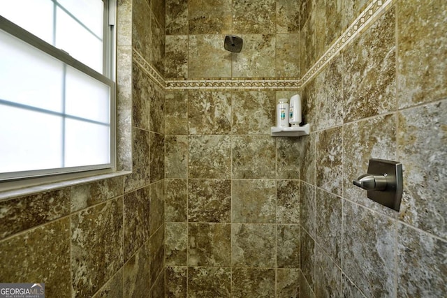 interior details with tiled shower