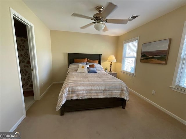 bedroom with carpet floors and ceiling fan