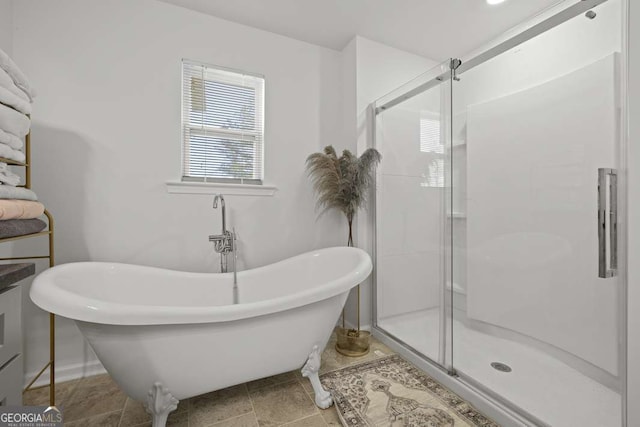 bathroom with plus walk in shower