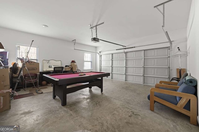 rec room with concrete flooring and billiards