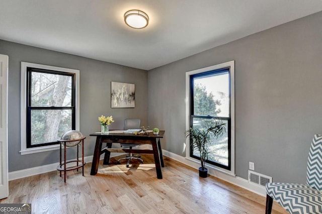 office featuring light hardwood / wood-style flooring