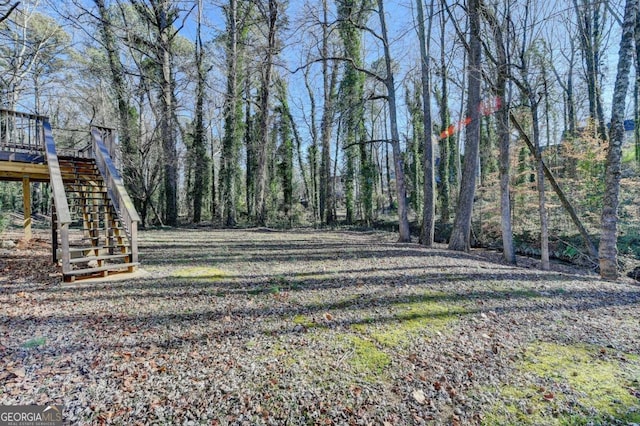 view of yard with a deck