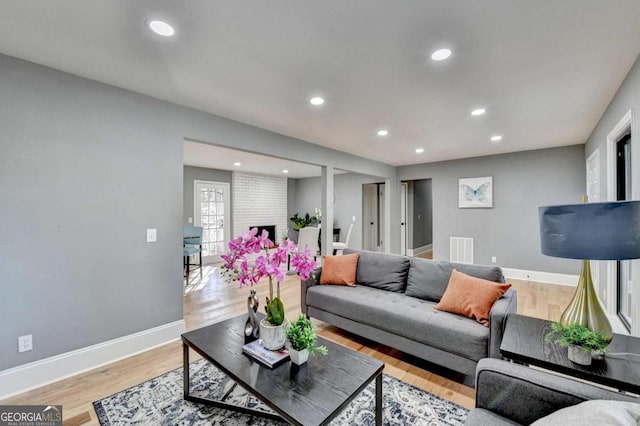 living room featuring light hardwood / wood-style flooring