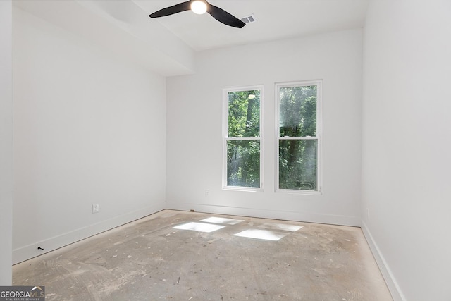 spare room featuring ceiling fan