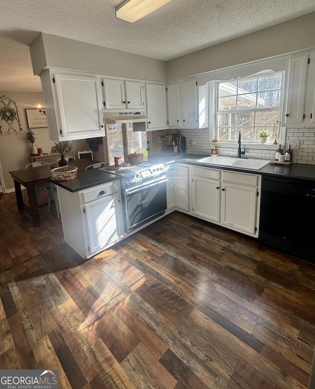 kitchen with white cabinetry, dishwasher, stainless steel range with electric cooktop, and sink