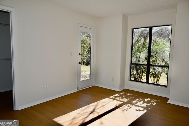 spare room with wood-type flooring