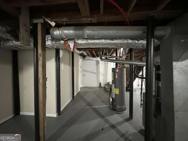 basement featuring water heater