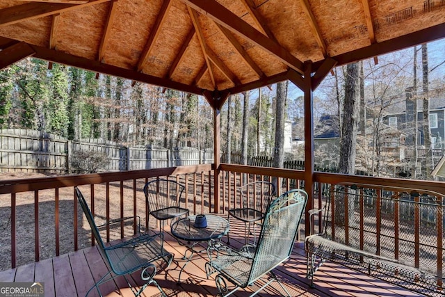 wooden deck with a gazebo