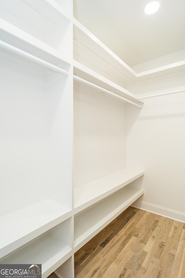 walk in closet featuring hardwood / wood-style flooring