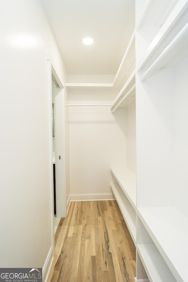 spacious closet with light wood-type flooring