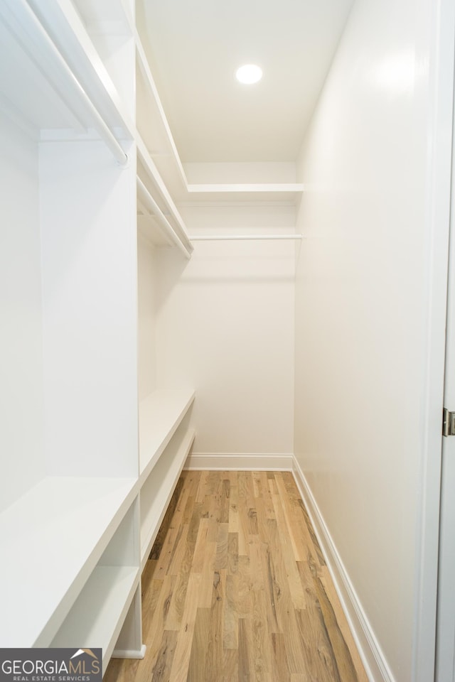 spacious closet with hardwood / wood-style floors