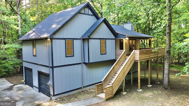 exterior space with a garage