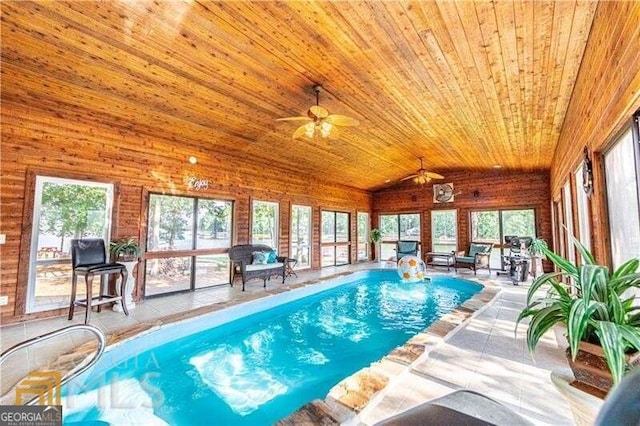 view of pool with ceiling fan