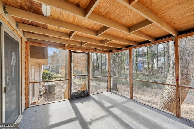 view of unfurnished sunroom