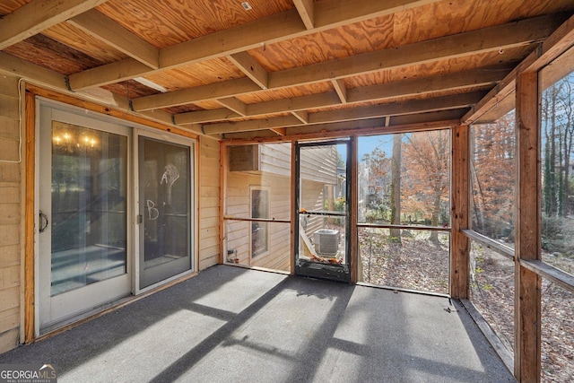 view of unfurnished sunroom