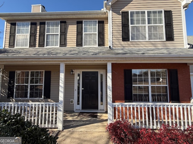 view of front of property with covered porch