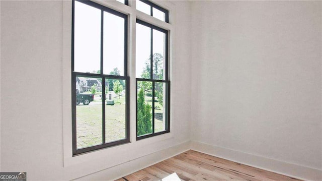 unfurnished room featuring light hardwood / wood-style flooring