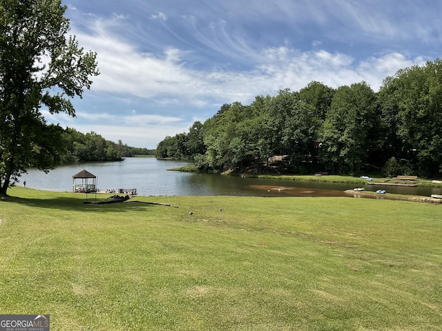 view of water feature with a gazebo