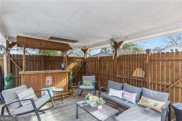 view of patio / terrace featuring an outdoor living space