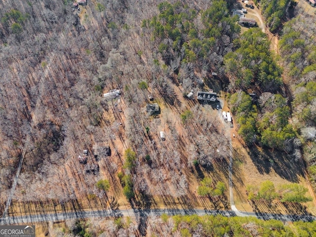 drone / aerial view with a forest view