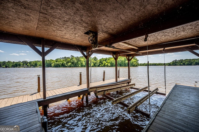 dock area featuring a water view