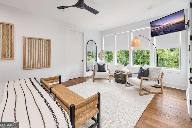 sunroom featuring ceiling fan and a healthy amount of sunlight