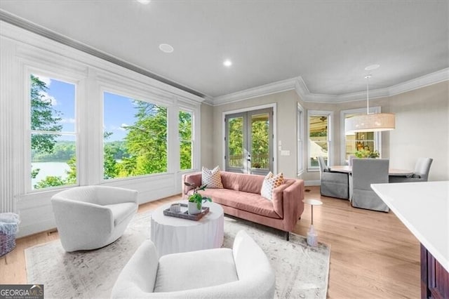 sunroom featuring french doors