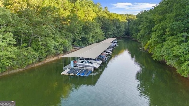 view of dock featuring a water view