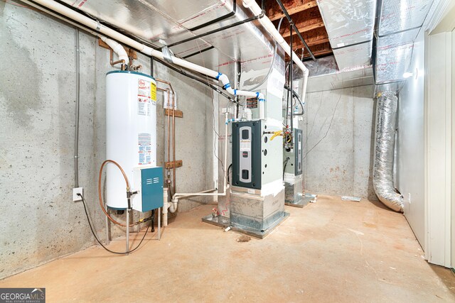 utility room with gas water heater