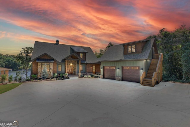 view of front of home with a garage