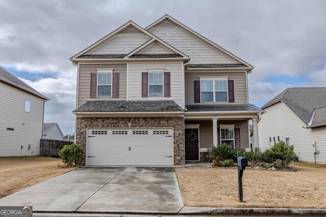 craftsman-style house with a garage