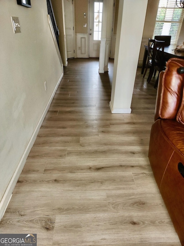 interior space with light hardwood / wood-style flooring