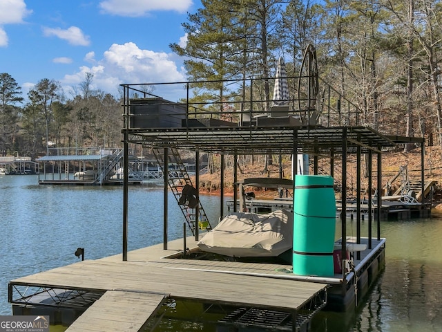 view of dock featuring a water view