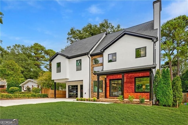 view of front of home with a front yard