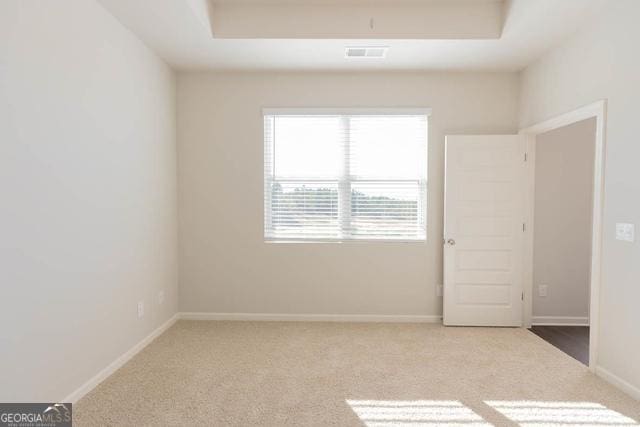 unfurnished room with light carpet