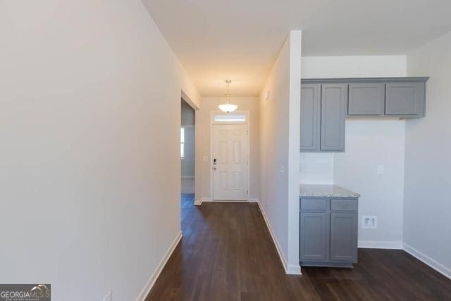 hall featuring dark hardwood / wood-style flooring