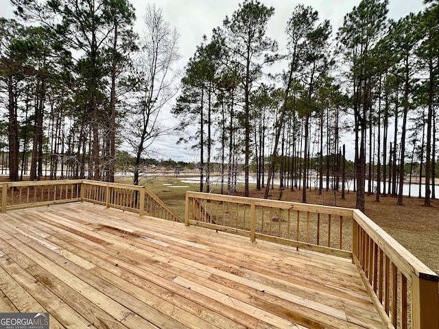 deck with a water view