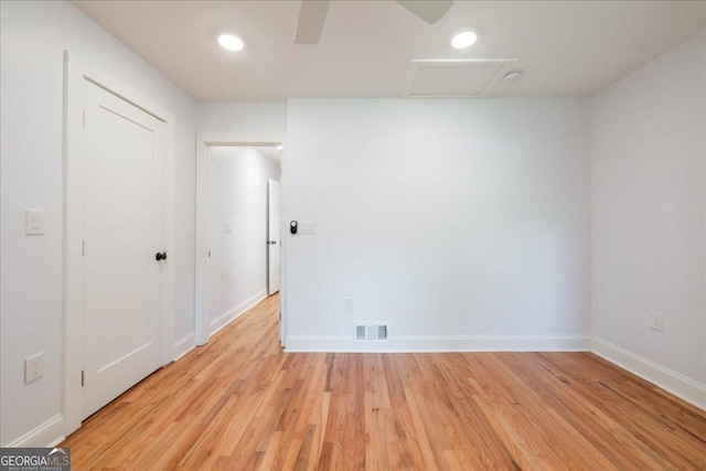 empty room with light wood-type flooring