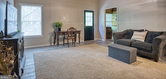 living room featuring a wealth of natural light