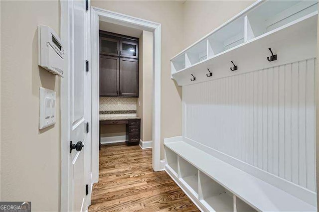 mudroom featuring hardwood / wood-style flooring