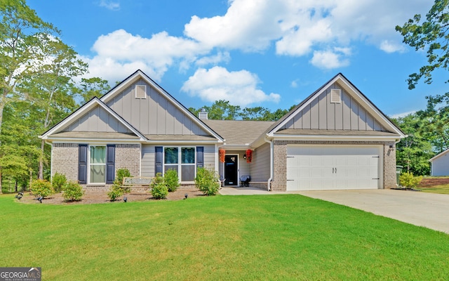 craftsman-style house with a front lawn and a garage