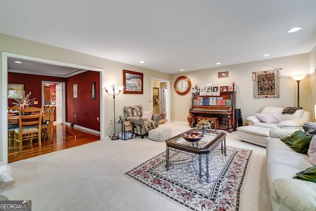 living room with carpet