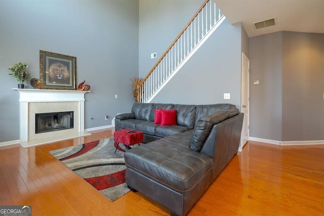 living room featuring hardwood / wood-style floors