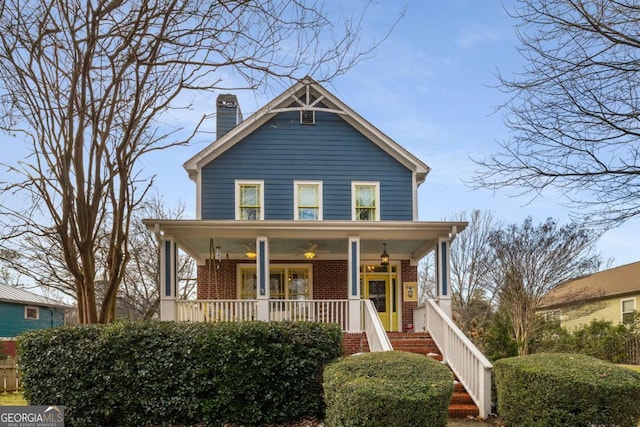 view of front facade featuring covered porch