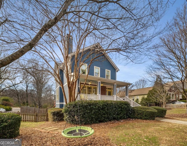 view of front of home featuring covered porch