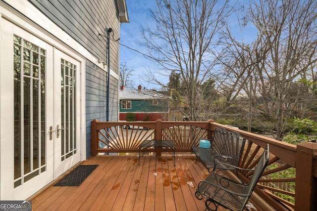 wooden deck with french doors