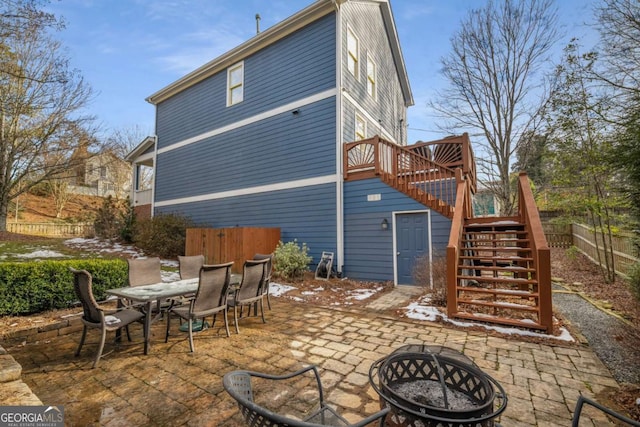 exterior space with a fire pit