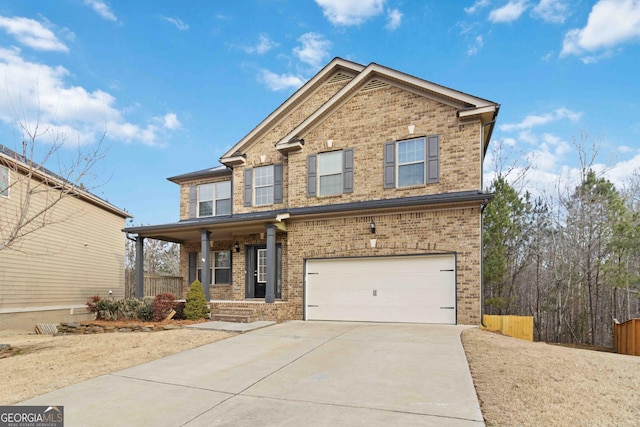 craftsman-style home featuring a porch and a garage