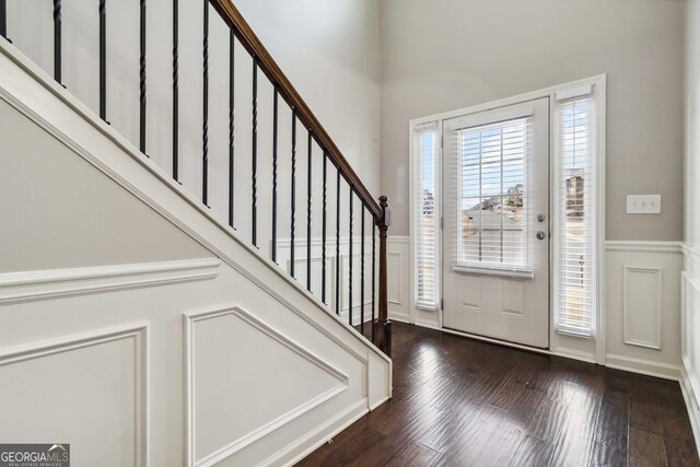 foyer with hardwood / wood-style flooring