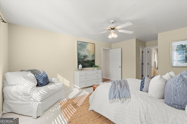 bedroom featuring ceiling fan